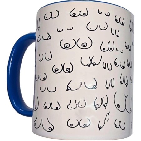 Mug seins blanc avec anse bleue 370 ML