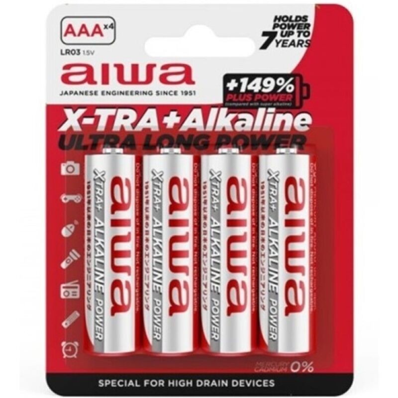 Piles Alcalines AIWA X-TRA AAA LR03 - Lot de 4