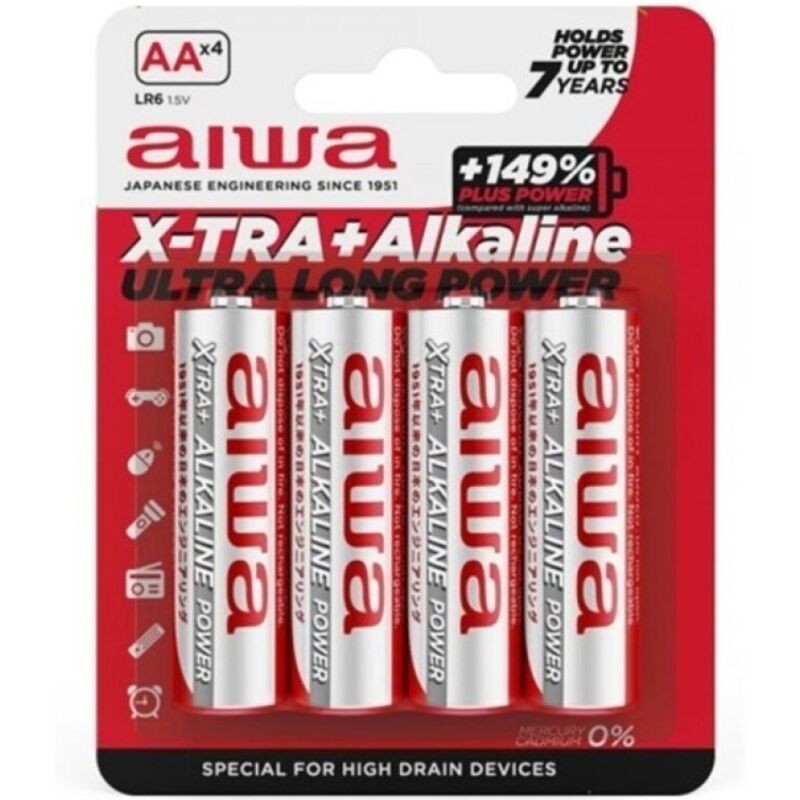 Piles Alcalines AIWA X-TRA AA LR6 - Lot de 4