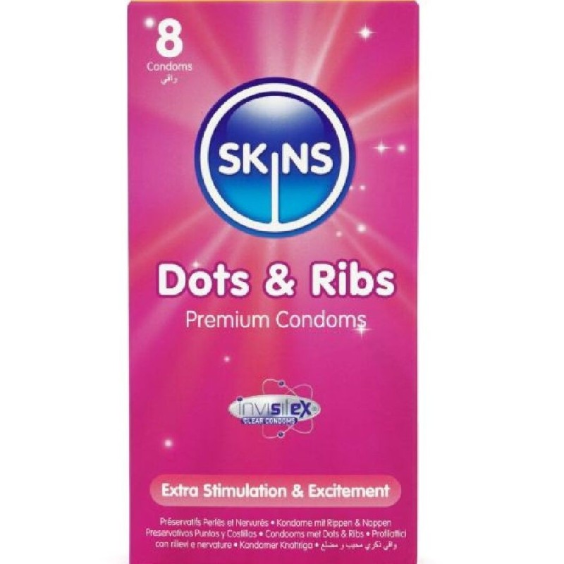 PACK DE 8 PRÉSERVATIFS PREMIUM DOTS & RIBS