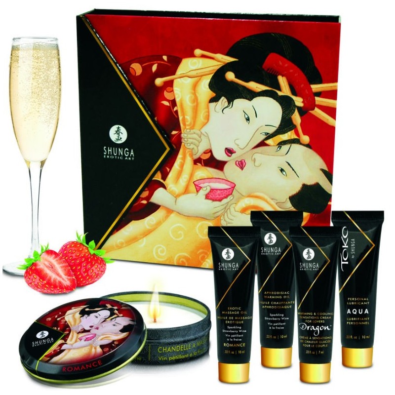 Kit Secret Geisha Fraises & Cava – Shunga – Cadeau Coquin