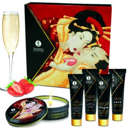 Kit Secret Geisha Fraises & Cava – Shunga – Cadeau Coquin