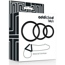 Ensemble Anneaux Pénis Noir - Addicted Toys - Discret