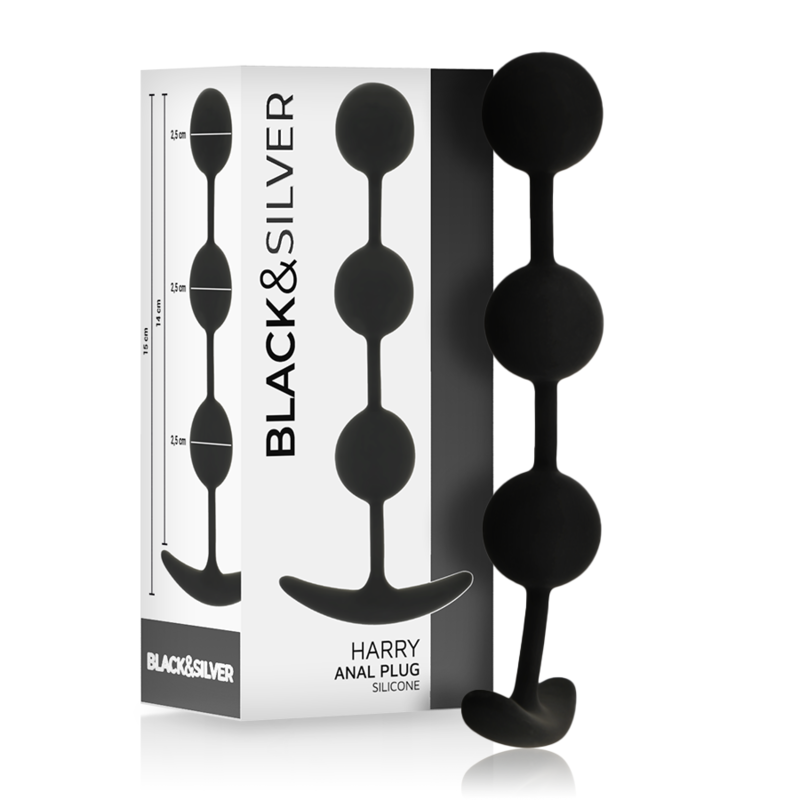 BLACK&SILVER - CHAPELET ANAL HARRY 3 SPHÈRES EN SILICONE 14 CM BLACK&SILVER - CHAPELET ANAL HARRY 3 SPHÈRES EN SILICONE 14 CM