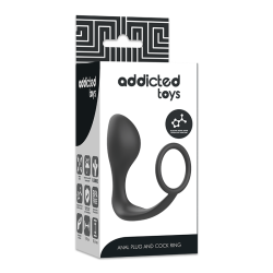 Plug anal avec anneau silicone noir - Addicted Toys