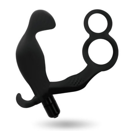 Plug Anal + Double Anneau Pénis & Testicules Noir - Addicted Toys