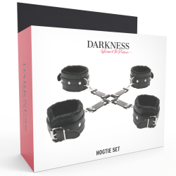 DARKNESS - MENOTTES EN CUIR POUR PIEDS ET MAINS NOIR