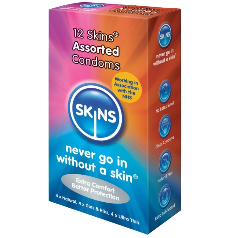 SKINS - PRÉSERVATIFS ASSORTIS PACK DE 12 SKINS - PRÉSERVATIFS ASSORTIS PACK DE 12