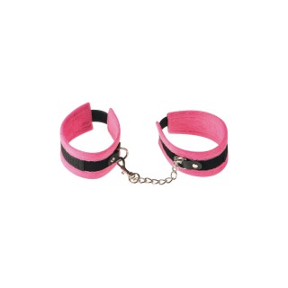 Menottes chevilles aspect fourrure rose avec fermeture scratch