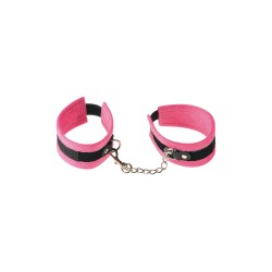 Menottes chevilles aspect fourrure rose avec fermeture scratch