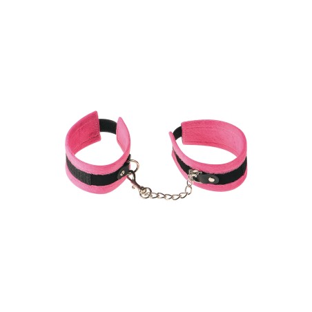 Menottes chevilles aspect fourrure rose avec fermeture scratch