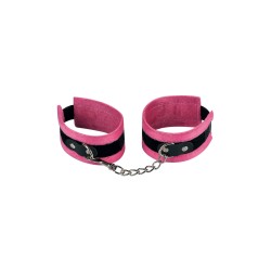 Menottes poignets aspect fourrure rose fermeture scratch