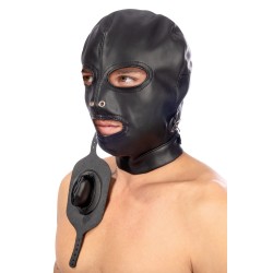 Cagoule BDSM aspect cuir avec baillon amovible