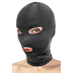 Cagoule BDSM yeux et bouche ouvert spandex noir