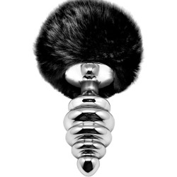 ALIVE - PLUG DE PLAISIR ANAL SPIRAL METAL FLUFFY NOIR TAILLE L