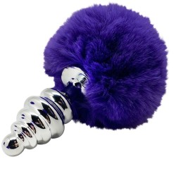 ALIVE - PLUG DE PLAISIR ANAL SPIRAL METAL FLUFFY VIOLET FONCÉ TAILLE L