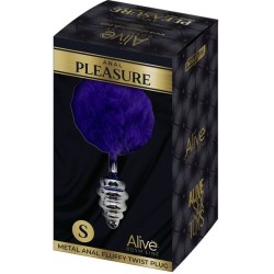 ALIVE - PLUG DE PLAISIR ANAL SPIRAL METAL FLUFFY VIOLET FONCÉ TAILLE S