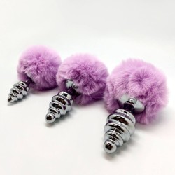 ALIVE - PLUG DE PLAISIR ANAL SPIRAL MÉTAL FLUFFY VIOLET TAILLE M