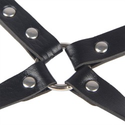 MENOTTES AVEC CEINTURE DE BONDAGE NOIRE