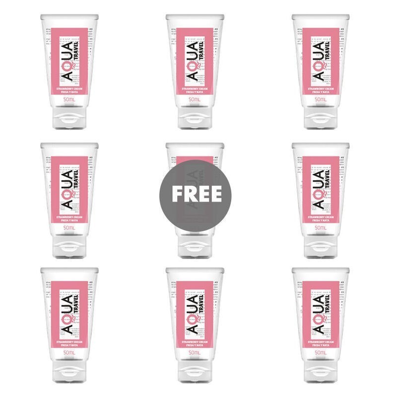 AQUA TRAVEL - LUBRIFIANT À BASE DEAU AQUA TRAVEL SAVEUR CRÈME DE FRAISE - 50 ML 8+1 OFFERT AQUA TRAVEL - LUBRIFIANT À BASE DEAU AQUA TRAVEL SAVEUR CRÈME DE FRAISE - 50 ML 8+1 OFFERT