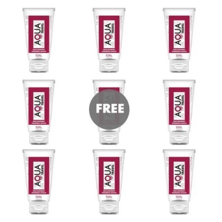 AQUA TRAVEL - LUBRIFIANT A BASE DEAU SAVEUR FRAMBOISE SAUVAGE - 50 ML 8+1 OFFERT