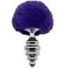 PLUG DE PLAISIR ANAL SPIRAL METAL FLUFFY VIOLET FONCÉ