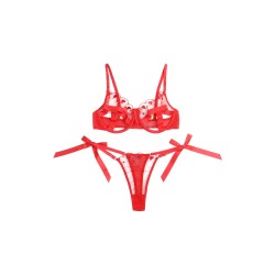 Ensemble lingerie rouge à cœur - 2 pièces