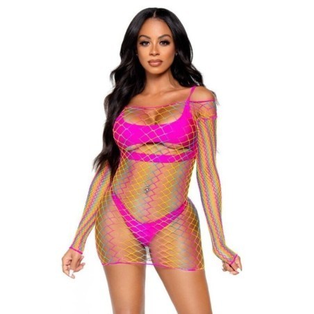 LEG AVENUE - NET ROBE MANCHES LONGUES