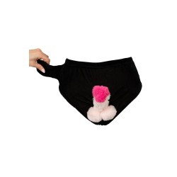 Slip avec pénis en peluche mobile