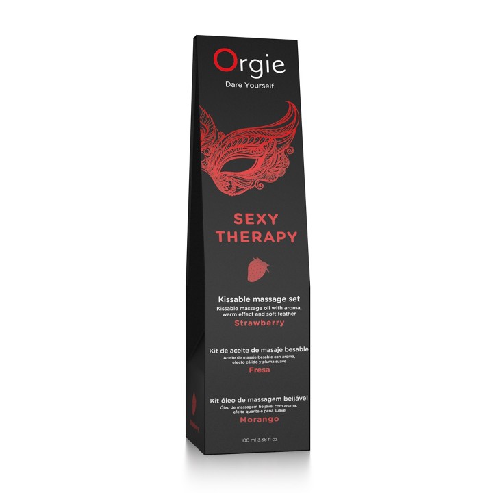 Huile de massage gourmande Sexy Therapy – Saveur fraise, embrassable