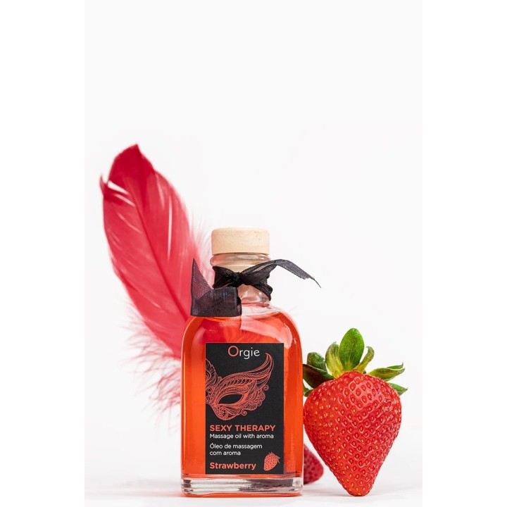 Huile de massage gourmande Sexy Therapy – Saveur fraise, embrassable