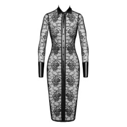 Noirelle Lace Button-Up Midi Dress - Elegant & Chic Robe