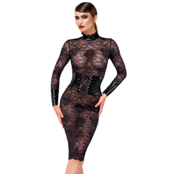 Robe mi-longue en dentelle Noirelle F375 - Élégante Robe Style
