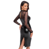 F310 Sublime robe midi en wetlook et maille floquée