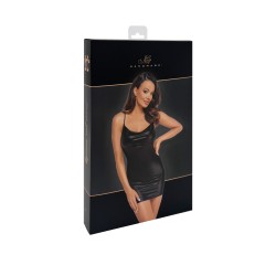 F307 Mirage Mini robe wetlook avec bijoux en strass et chaîne