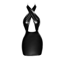 F255 Mini-robe dos nu avec cache-cou en Powerwetlook