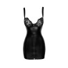 F254 Mini-robe en Powerwetlook avec poitrine en dentelle et fermeture éclair à double sens