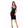 F251 Robe midi en Powerwetlook avec fermeture éclair sur le devant