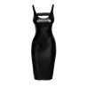 F251 Robe midi en Powerwetlook avec fermeture éclair sur le devant