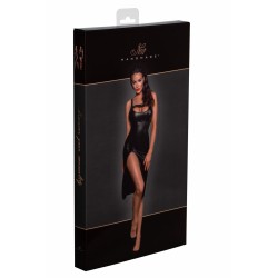 F251 Robe midi en Powerwetlook avec fermeture éclair sur le devant