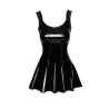 F248 Robe courte en PVC avec bretelles à franges