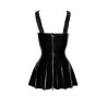 F248 Robe courte en PVC avec bretelles à franges
