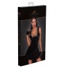 F248 Robe courte en PVC avec bretelles à franges