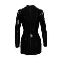 F246 Robe courte en PVC fermée sur le devant par des fermoirs dorés