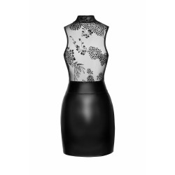 F241 Robe courte avec jupe en powerwetlook et haut en tulle