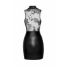 F241 Robe courte avec jupe en powerwetlook et haut en tulle