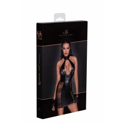F238 Robe courte en tulle, empiècements en Powerwetlook et fixation de corset