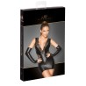 F212 Mini-robe en Powerwetlook et dentelle avec décolleté profond