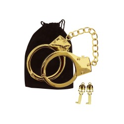 Paire de menottes BDSM plaquée or.