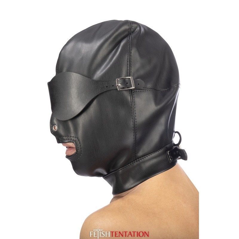 Cagoule simili cuir avec bandeau amovible